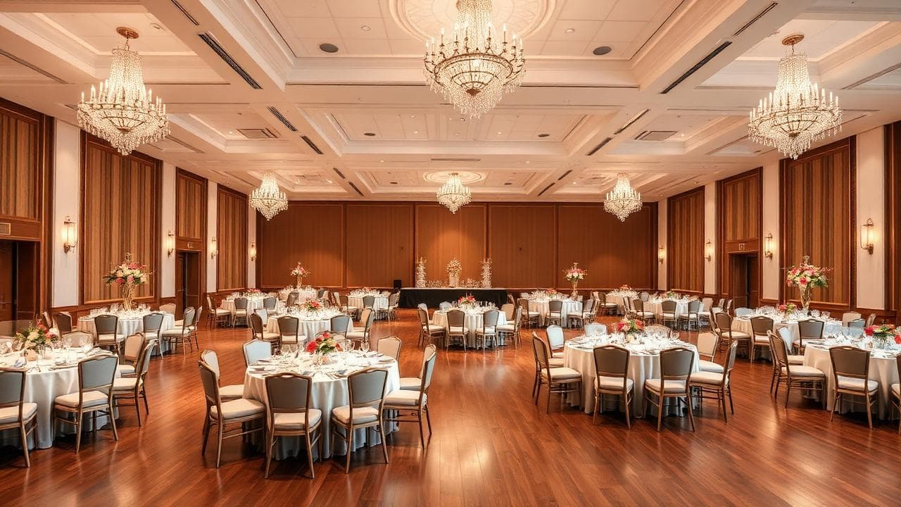 Salle des fêtes communale aménagée pour un événement municipal